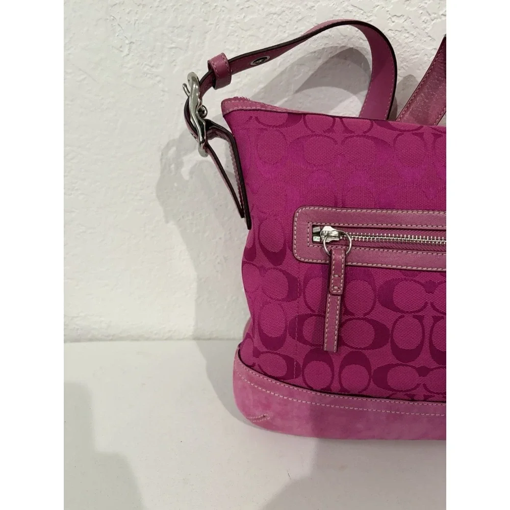 Coach Signature C Hot Pink Hobo Shoulder Bag Purse Vintage Y2K # 9362 - Picture 9 of 13